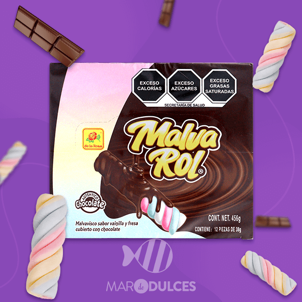 BOMBÓN DE LA ROSA MALVAROL CHOCOLATE 12 PZAS.​​